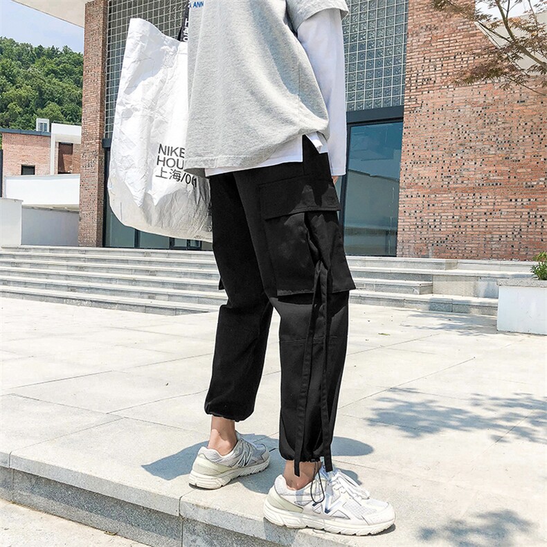 2021春季新款日系大码织带松紧收脚宽松九分裤工装休闲裤K227-P65,男装休闲裤,电商A001