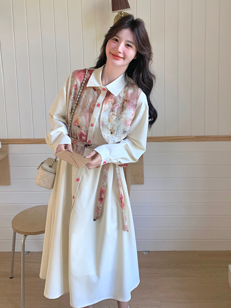 春现轻风印花瘦腰显瘦连衣裙B190-5011-P140-K198,女装连衣裙,2B190