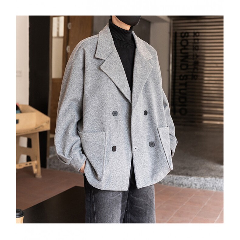 羊驼绒双排扣加绒加厚毛呢大衣504-F57-P90控128（加绒P100控148,男装毛呢大衣,星座504