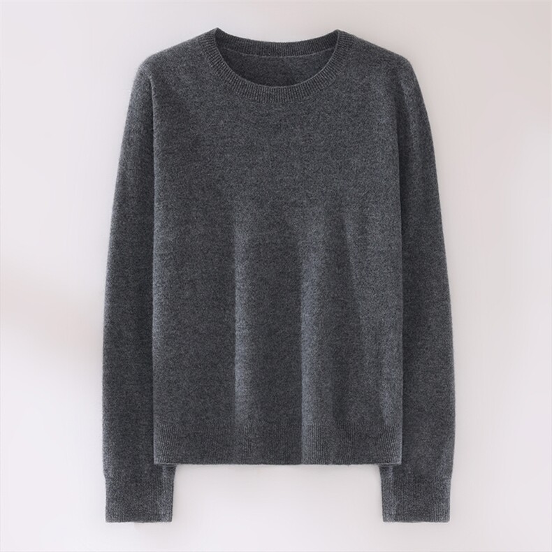 2025年秋季新款百搭女士一线圆领长袖，女装针织衫/毛衣，锦驼羊绒