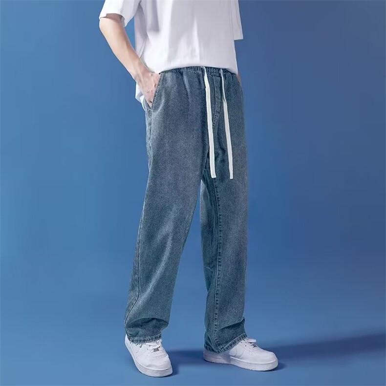 夏季新款牛仔裤男士宽松大码高街复古水洗直筒休闲KK6040-P35,男装牛仔裤,星座1109-3