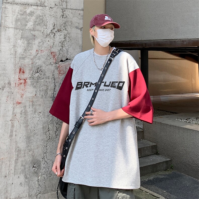 B239-1268-P38夏季字母印花圆领重磅短袖T恤男拼色体恤上衣半袖,男装T恤,星座514-2(原B239)