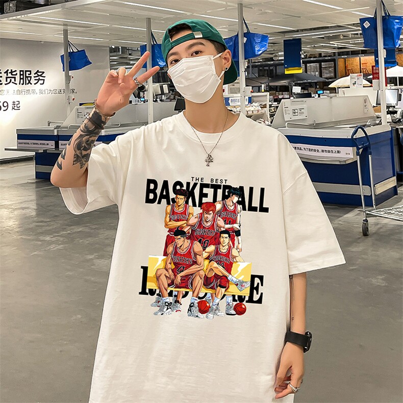 灌篮高手动漫重磅宽松印花情侣短袖大码T恤衫男D301P28控39,男装T恤,电商A335-1（原A458）