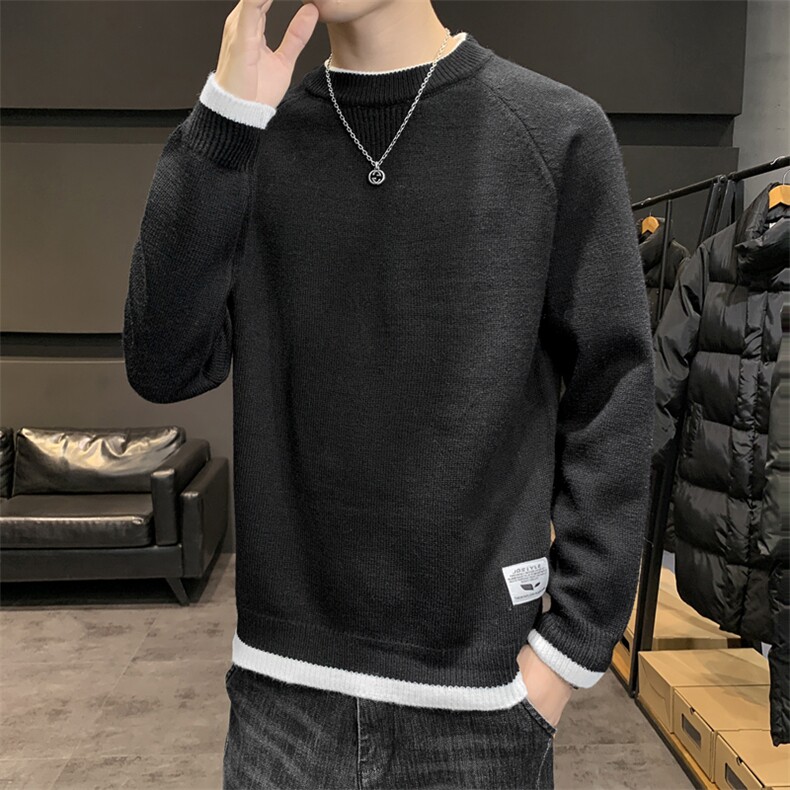 MY8002圆领针织毛衣男秋冬季宽松百搭打底衫休闲常规37加绒47,男装针织衫/毛衣,四季星座303A