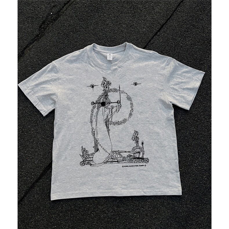 亚瑟王之死美式抽象宽松短袖T恤衫D328-T25007-P25,男装T恤,电商D328