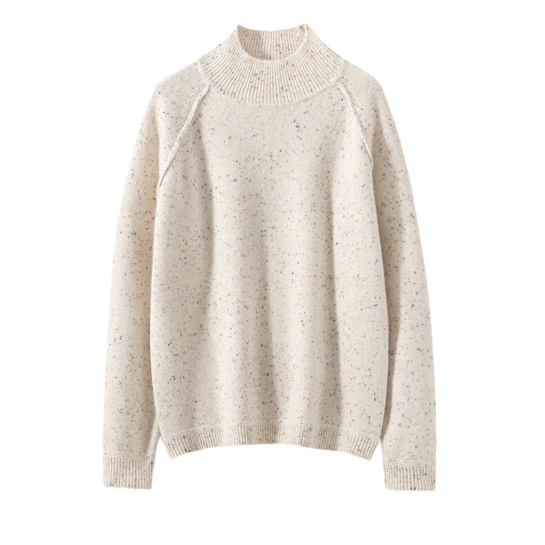 2025年秋季时尚百搭通勤简约休闲康赛尼彩点纱半高领，女装羊绒衫，轻暖羊绒