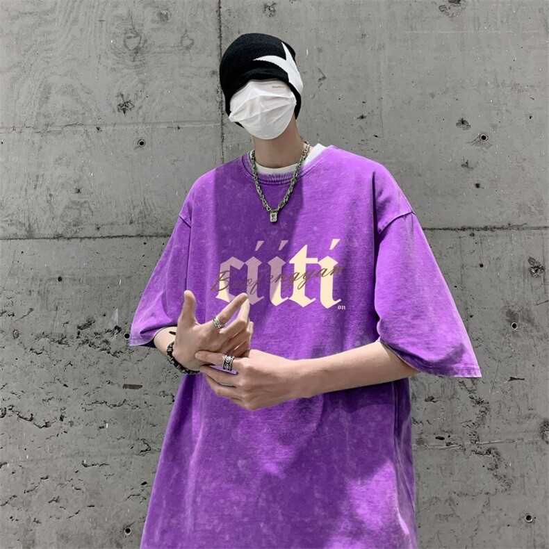 TF8445P38设计图案已注册新潮水洗做旧蜡染T高街小欧风T宽松T,男装T恤,星座510A-5