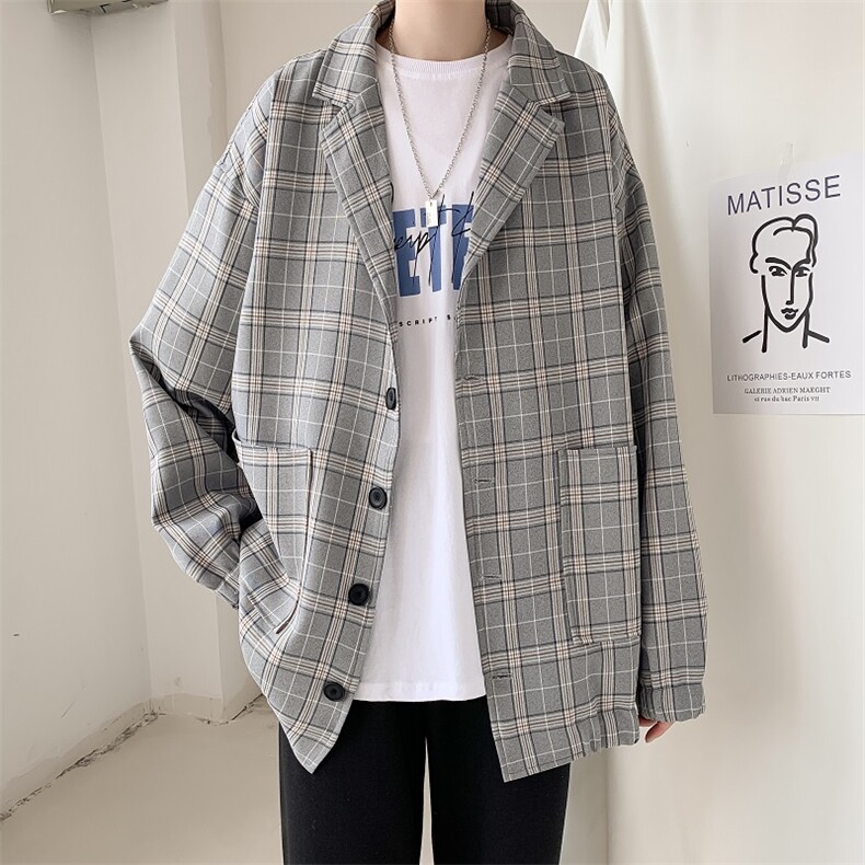 910A-W02-P75控95秋装新款条纹格子小西装情侣清新酷帅外套男,男装夹克,星座910A