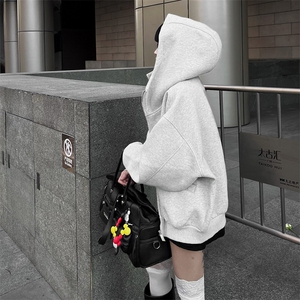 抖音得物高品质 25秋冬美式高街宽松结构防风高领连帽卫衣外套W60图片
