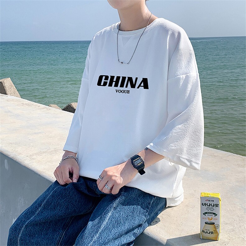 Q11001-P30春夏季七分袖t恤男大码五分袖男短袖中袖,男装T恤,电商A040