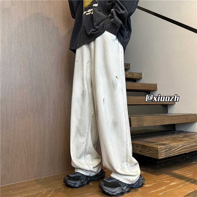 XZ616秋季新款重磅水洗扎染白色牛仔休闲长裤TY1018特P65控78,男装休闲裤,星座512A（原616）