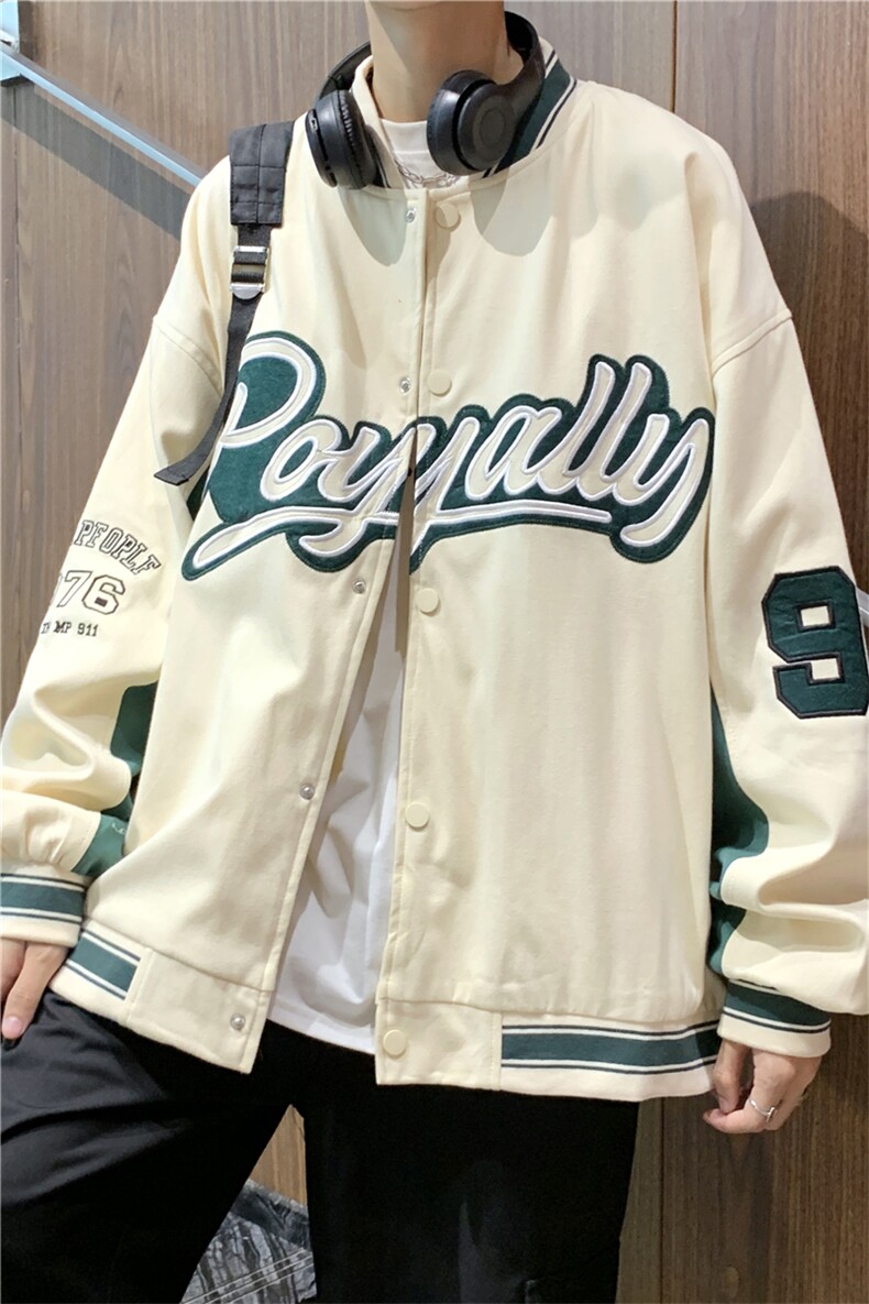 美式潮ins棒球服男秋季复古刺绣拼接情侣宽松夹克外套W2043-P48,男装夹克,星座512-4