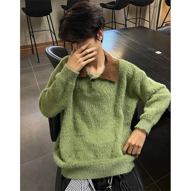 马海毛毛衣男士秋冬季宽松慵懒套头长袖针织衫上衣M5165,男装针织衫/毛衣,星座1116A（原606A-3）