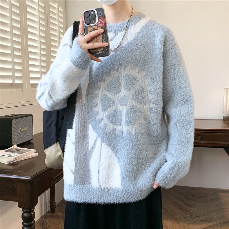 秋冬新款青少年时尚圆领扩版休闲针织衫毛衣男1018-1-M616-P45,男装针织衫/毛衣,星座1018-1​