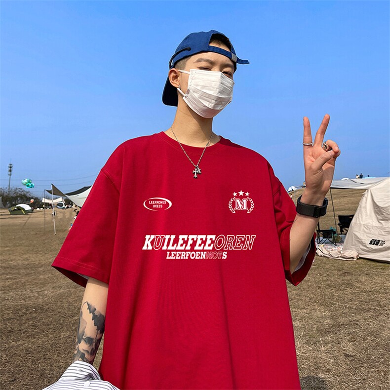 抖音得物二开现货220克夏装重磅美式高街宽松短袖t恤MT306,男装T恤,电商A486-1