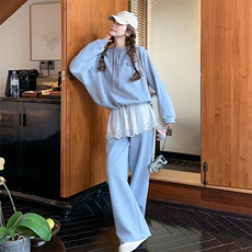 现货！26春新2D044大量现货主推带帽运动套装女蕾丝拼接休闲女，女装套装/套裙，衣珂纱朗