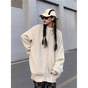 式慵懒风情侣针织开衫毛衣男女2025秋冬欧美小众宽松上衣外套潮图片