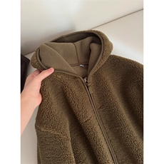 羊羔毛连帽外套130-GS06-P65成分100聚酯纤维，女装短外套，星座1302