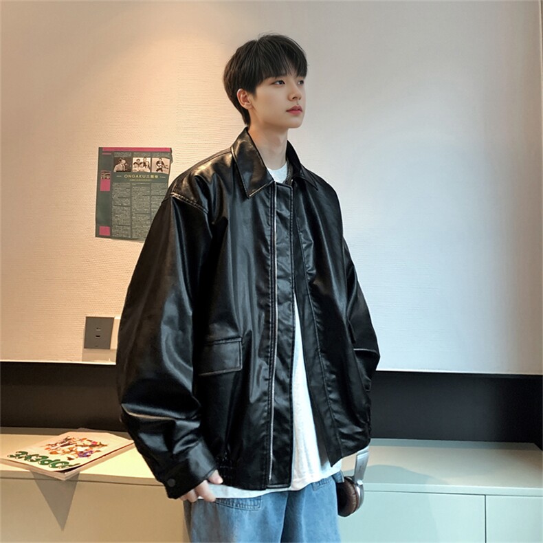 现货不缺货2025春秋季百搭宽松皮衣1209-1-JK11-P65,男装皮衣,星座1209-1