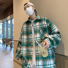 A720-P40秋季新款长袖格子衬衫男士潮流宽松休闲衬衣外套男，男装衬衫，星座512-6