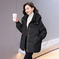2024冬季新款肌理感90白鸭绒羽绒服女设计感时尚连帽加厚外套，女装羽绒服，时尚俏佳人