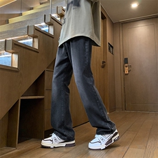 特批P42无差价2025秋美式ins高街水洗磨白宽松直筒复古蓝牛仔裤，男装牛仔裤，星座1013-6