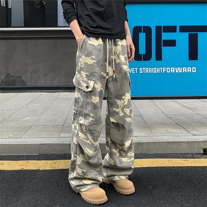 秋季350g重磅美式水洗多口袋迷彩大码工装裤男K24085-特P45控88,男装工装外套,电商A001