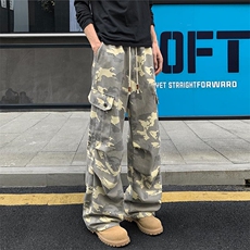 秋季350g重磅美式水洗多口袋迷彩大码工装裤男K24085-特P45控88，男装工装外套，电商A001