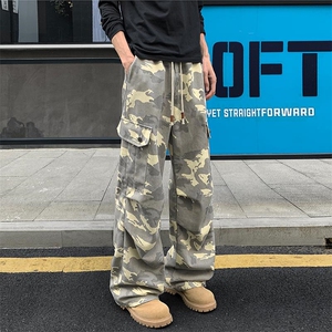 秋季350g重磅美式水洗多口袋迷彩大码工装裤男K24085-特P45控88图片