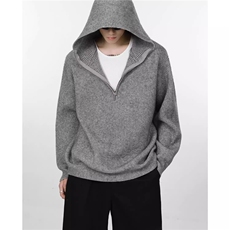 秋冬纯色半拉链连帽外套宽松百搭新款慵懒风套头毛衣潮MYL07P63，男装针织衫/毛衣，星座1013-5