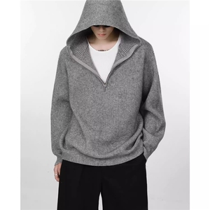 秋冬纯色半拉链连帽外套宽松百搭新款慵懒风套头毛衣潮MYL07 P63图片