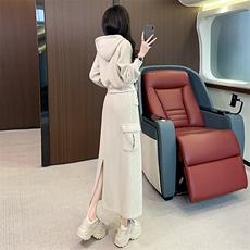 潮流气质休闲套装连帽上衣工装半身裙两件套，女装套装/套裙，江南