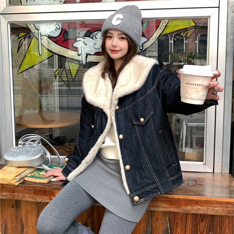 韩版羊羔毛短外套女2025冬季新款时尚加厚保暖毛茸茸派克服棉服,女装棉衣/棉服,2C057