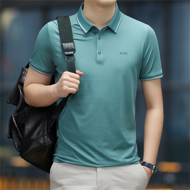 polo衫中年商务休闲男装夏季新款男士短袖T恤半袖翻领宽松上衣服图片
