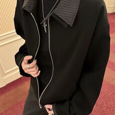 A175-P73春季高级感双头拉链小众韩版休闲短款夹克男垫肩设计感，男装夹克，电商B323A