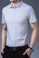 2021夏季新款男士短袖衬衫时尚简约休闲T恤高品质桑蚕丝8888，男装衬衫，电商D230