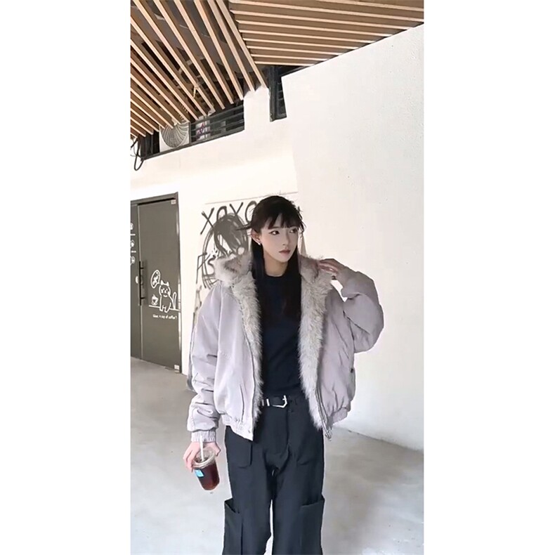 现货高品质美式高街冬季重磅硬挺短款座山雕毛领棉衣男女加厚外套,男装棉衣,电商A486-1