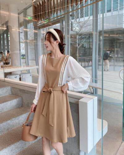 【现货】早春新款韩版学院风拼接连衣裙，女装连衣裙，E莎