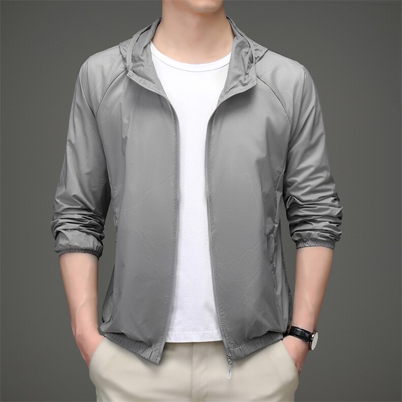夹克男2023新款夏季防晒衣中青年男士薄款休闲防晒服潮流连帽外套,男装夹克,电商B212（原钱塘6029）