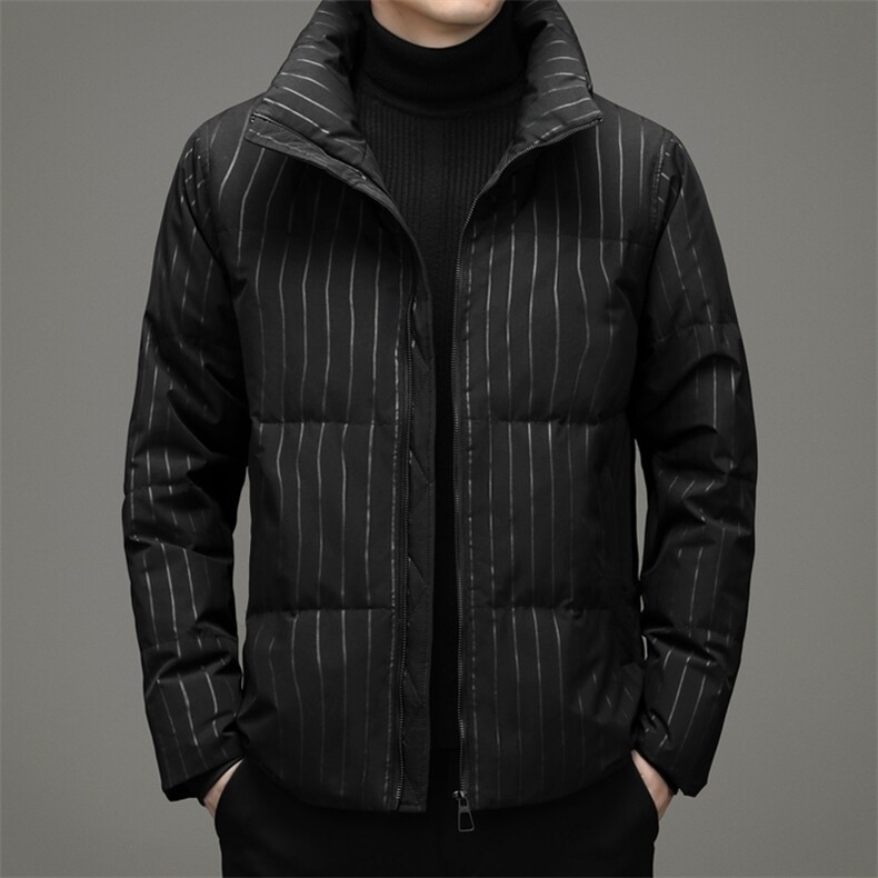 V1515钱塘2020-3秋冬新款男士条纹连帽羽绒服保暖休闲外套P205图片