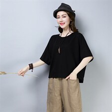 2021年夏季新款韩版套头圆领T恤女短袖蝙蝠袖上衣服女打底衫，女装T恤，简韵佳