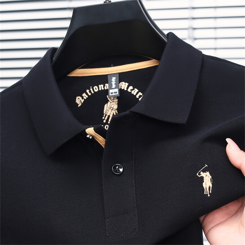 polo衫短袖男士纯色高端刺绣小马标上衣服翻领丝光棉t恤,男装Polo衫,电商B212（原钱塘6029）