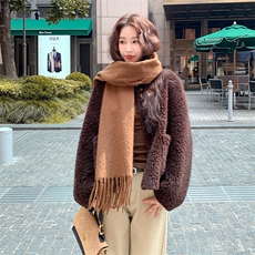 冬装新款皮毛一体羊羔毛外套-195-k298，女装皮草，2D075
