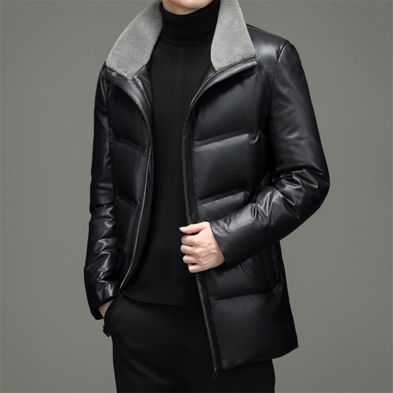 2023新款冬季商务休闲上衣中年爸爸装加厚保暖白鸭绒羽绒服外套,男装羽绒服,电商B212（原钱塘6029）