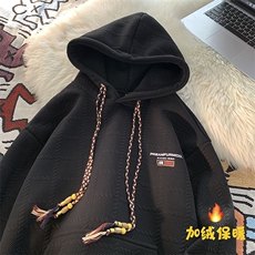 23秋冬加绒加厚连帽卫衣方格美式复古卫衣YT07P60加绒65，男装卫衣，星座712