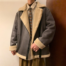 翻领皮衣加绒加厚男女冬季宽松休闲外套D012-P125，男装皮衣，星座717