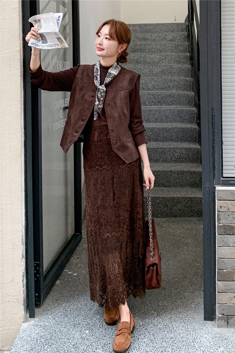 【新品】美拉德套装裙两件套配丝巾1D085-2618-P190-K248,女装套装/套裙,1C130