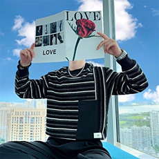 AW213/P78控108秋季社会小伙拼接撞色设计感韩版打底卫衣男黑首，男装T恤，星座305B-1