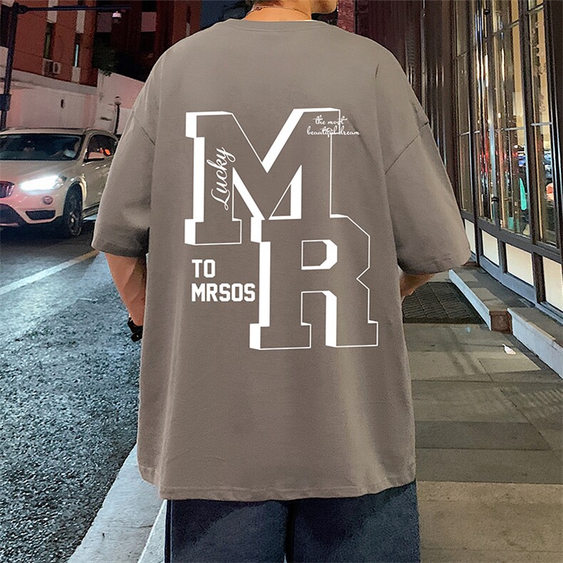 T615P26夏季新款港风纯棉短袖T恤ins衣服宽松半袖体恤字母上衣,男装T恤,星座304A