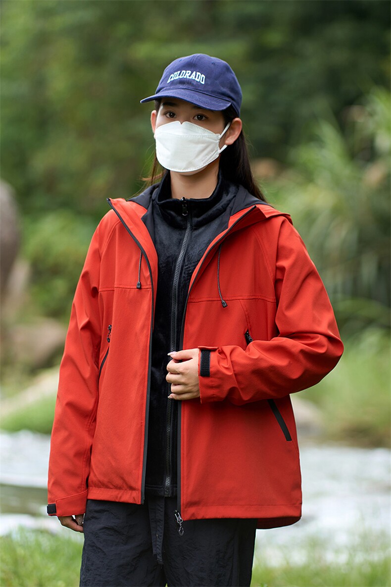 秋冬男士户外冲锋外套连帽三合一带内胆加厚夹克上衣2177-P80,男装夹克,星座1403A